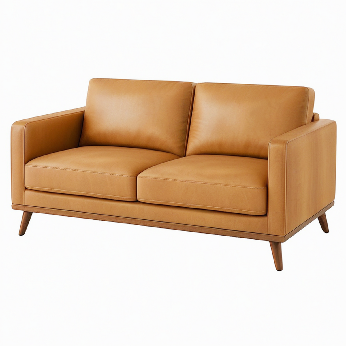 Canapé 2 places 160 x 88 x 85 cm en similicuir camel style scandinave