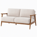 Canapé 2 places 140 cm en tissu beige et bois style scandinave