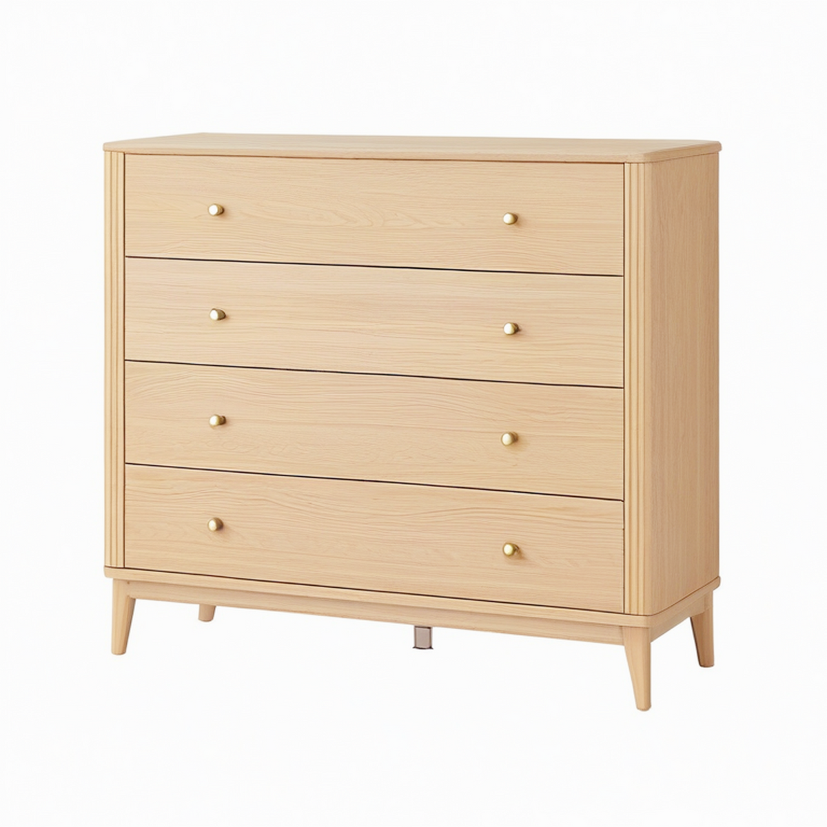 Commode 4 tiroirs 110 x 45 x 100 cm bois chêne clair style moderne