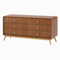 Commode 160 cm en bois marron à 6 tiroirs style rétro