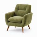 Fauteuil 78 x 85 x 95 cm en velours vert avec pieds en bois style rétro